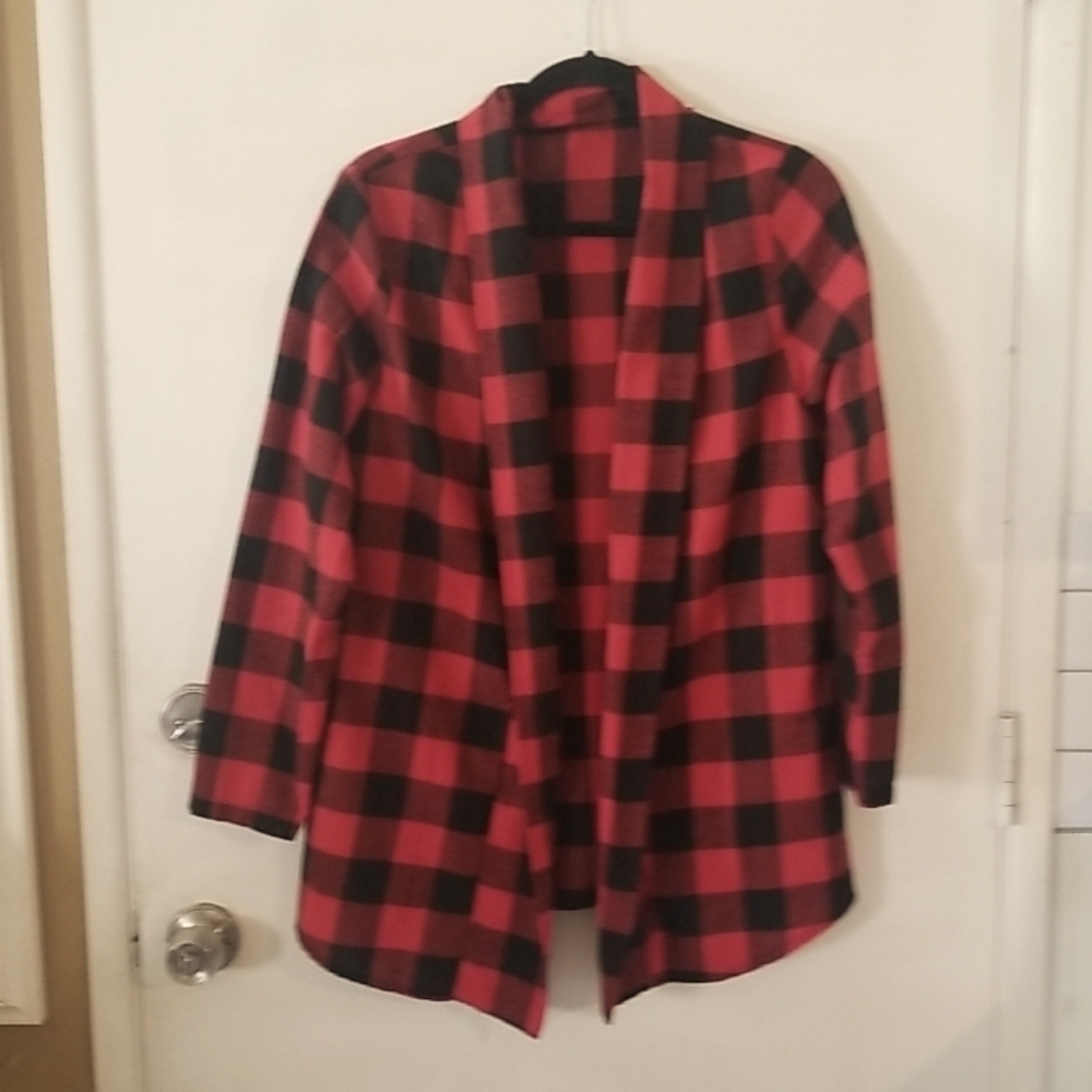 Red & Black Buffalo Check Blazer